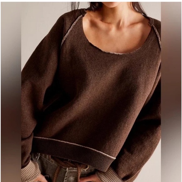 FREE PEOPLE WE THE FREE ESPRESSO BROWN MIDNIGHT PULLOVER
SWEATSHIRT TOP SZ S - Picture 2 of 7